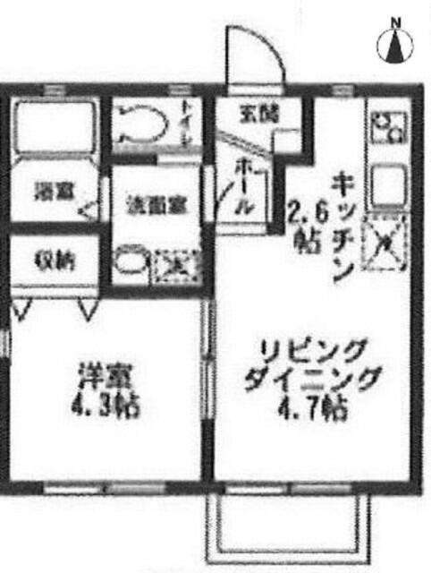 ソレイユ港南(1DK/1階)の間取り写真