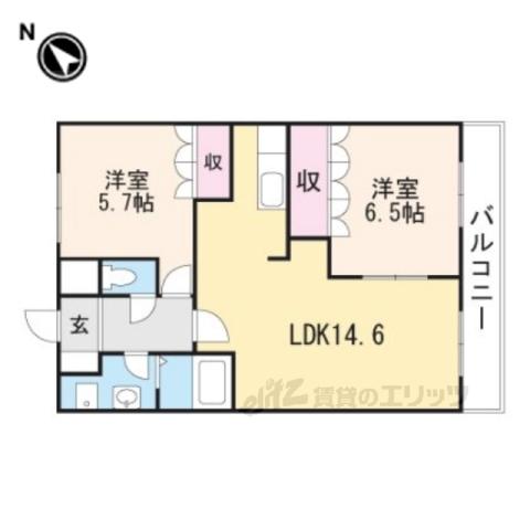 グレイスヴィラ紫香楽(2LDK/2階)の間取り写真