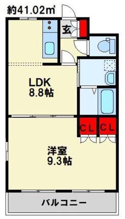 メゾンハピネス(1LDK/2階)の間取り写真
