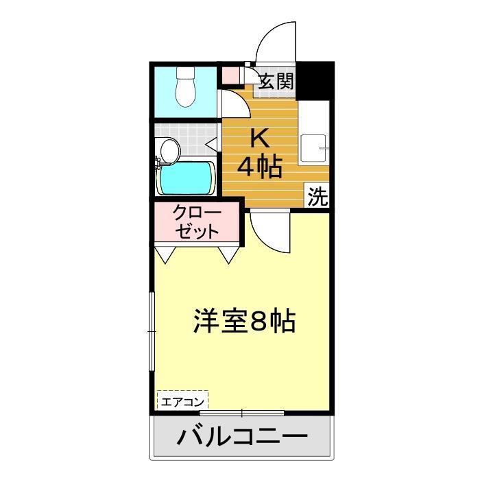 ウェルタウンみわ 1号館(1K/5階)の間取り写真