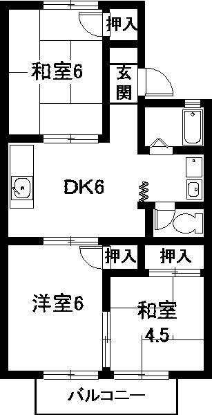 ツーイン天白(3DK/2階)の間取り写真