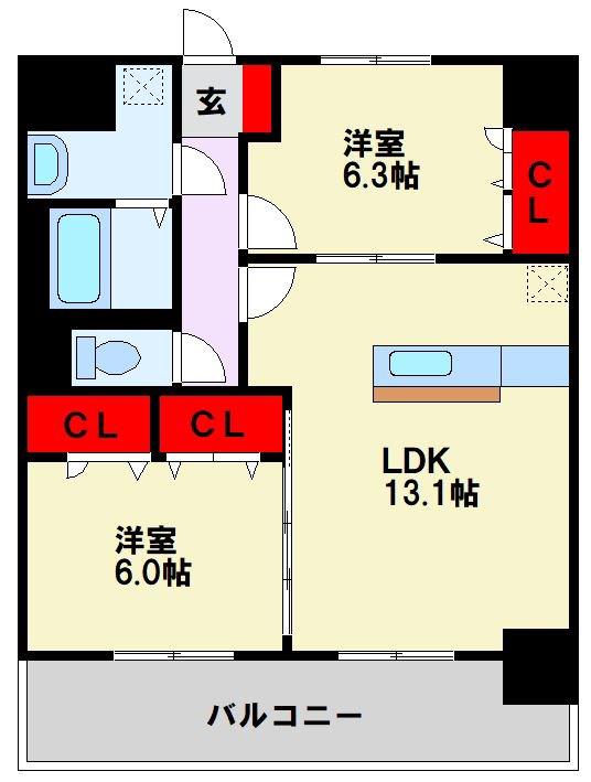 メディアパークVII(2LDK/4階)の間取り写真