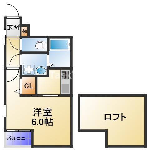 LUXE菅栄町(1K/2階)の間取り写真