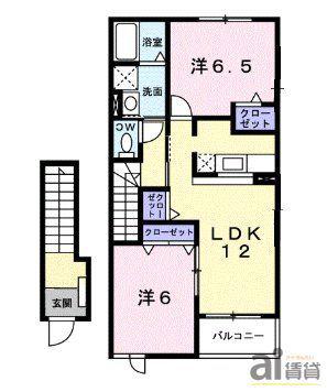 メルツ・ハイムII(2LDK/2階)の間取り写真