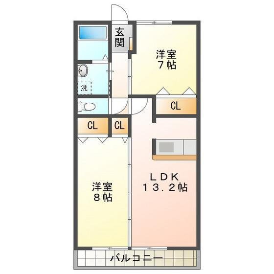 LANDMARK玉垣(2LDK/3階)の間取り写真