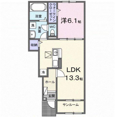 アモリール(1LDK/1階)の間取り写真