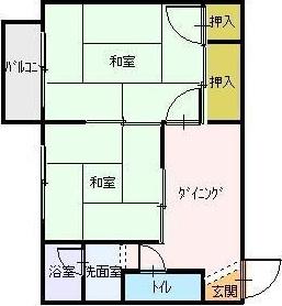 土堂シティマンション(2K/3階)の間取り写真
