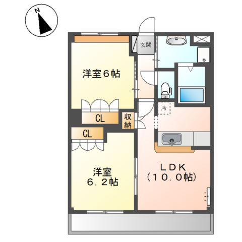 グレイスヴィラ(2LDK/2階)の間取り写真