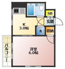 クレストカスガ(1K/5階)の間取り写真