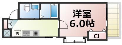 東小橋II番館(1K/3階)の間取り写真