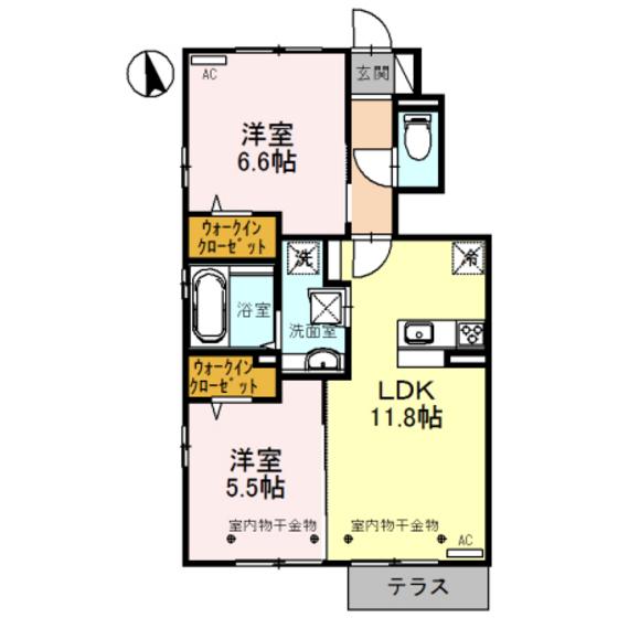 グラン ストリーツA(2LDK/1階)の間取り写真
