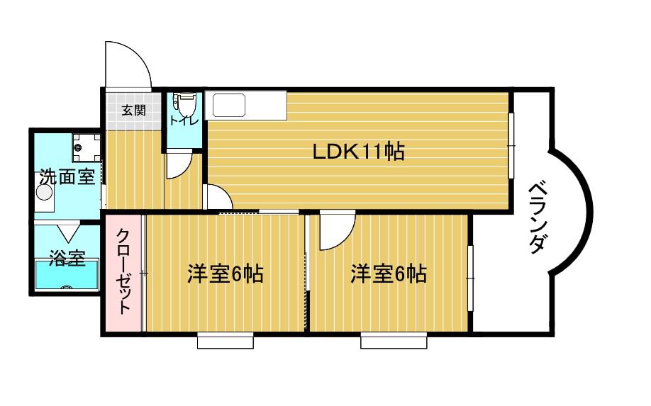 セレコート平野(2LDK/6階)の間取り写真