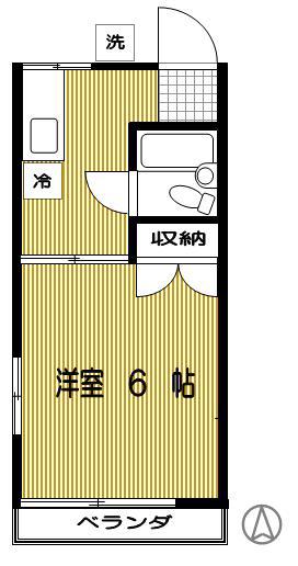 コーポ畠山(1K/2階)の間取り写真