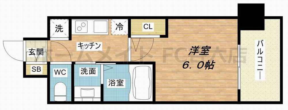 エステムコート中之島GATEII(1K/8階)の間取り写真