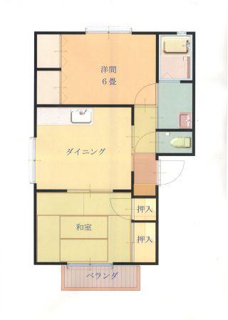 コーポ中的場X(2DK/1階)の間取り写真