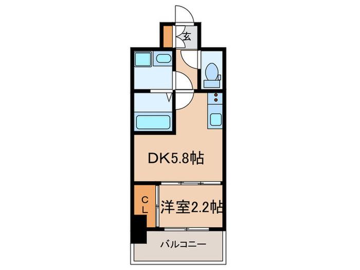 アドバンス神戸ラシュレ(1DK/11階)の間取り写真