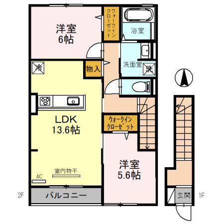 ファミールD希III(2LDK/2階)の間取り写真