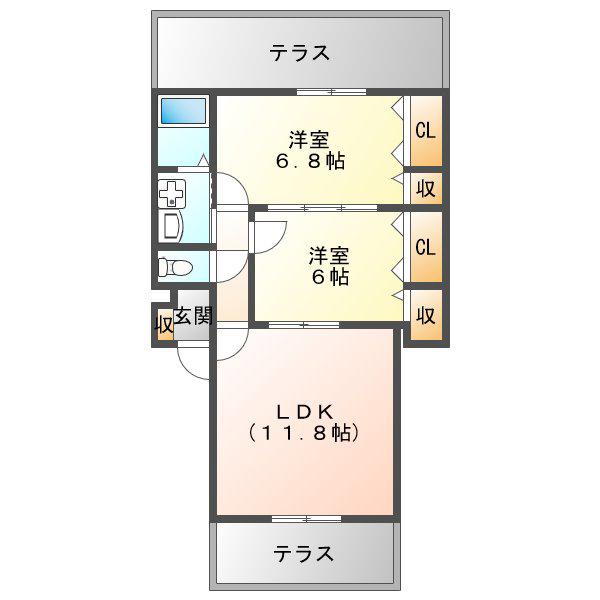 パールコースト(2LDK/1階)の間取り写真