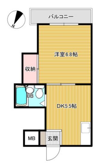 コーポカワモト(1DK/1階)の間取り写真