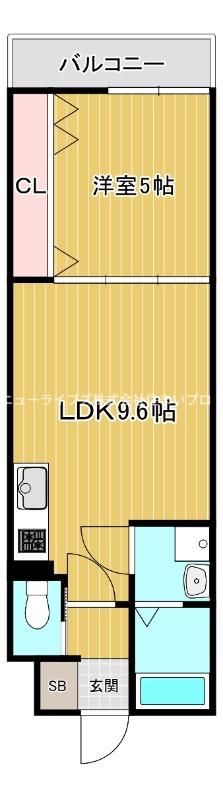 セレニティ大池町A棟(1LDK/3階)の間取り写真