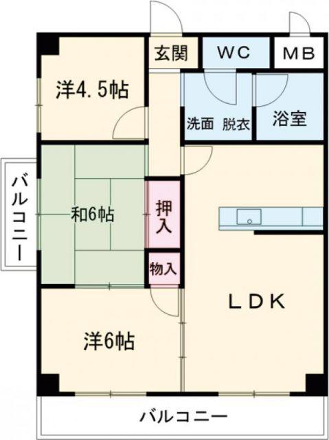 ハイムヤマダ(3LDK/3階)の間取り写真