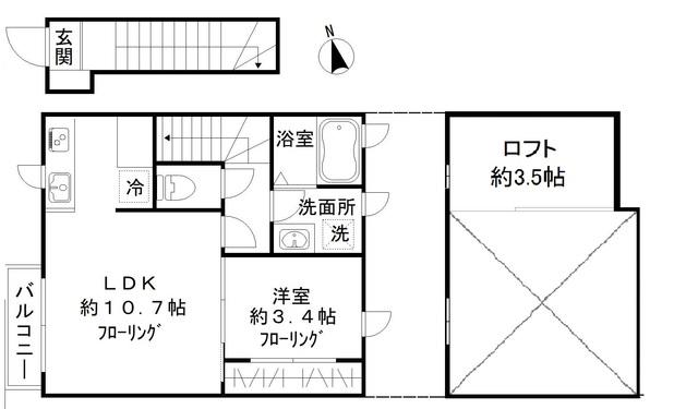 PEAK AVENUE MEE(1LDK/2階)の間取り写真