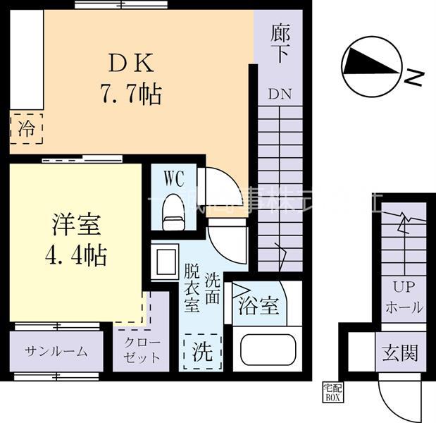 DIXTER(1DK/2階)の間取り写真