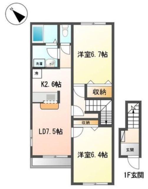 ミラドール(2LDK/2階)の間取り写真