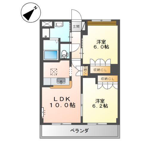 グランドール(2LDK/1階)の間取り写真
