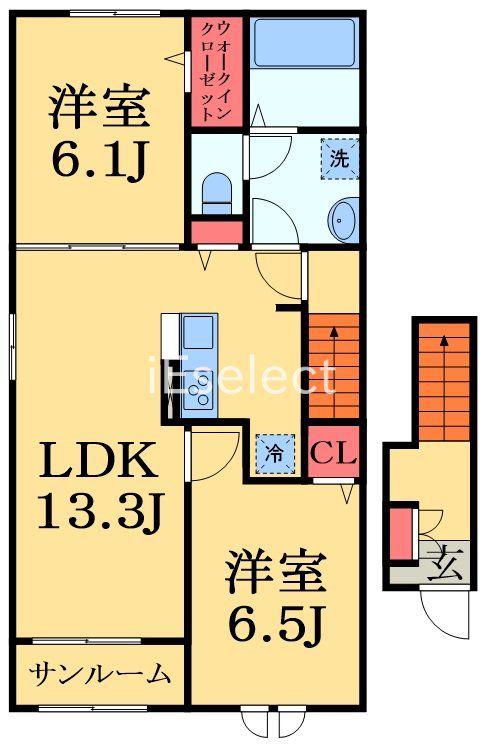 クレールC(2LDK/2階)の間取り写真