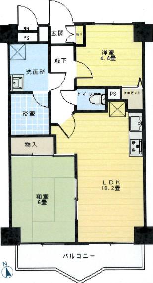 ちょーふ第一マンション(2LDK/4階)の間取り写真