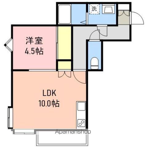 リバーコート清武(1LDK/4階)の間取り写真