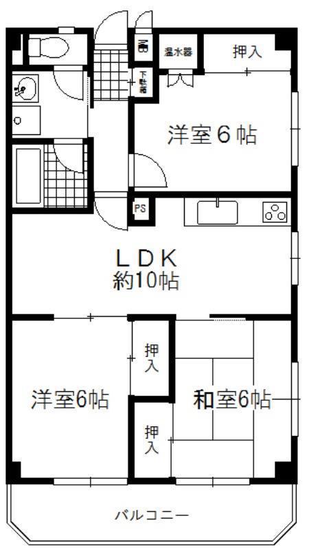 フレンドリーオーク中島(3LDK/2階)の間取り写真