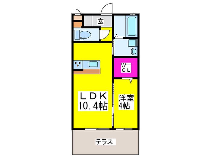 ディイゾラ北野田(1LDK/1階)の間取り写真