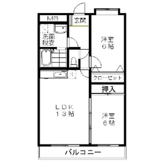 ウエストビレッジ21(2LDK/2階)の間取り写真