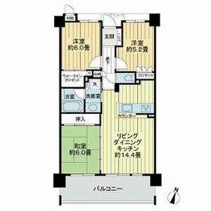 サーパス別府4丁目(3LDK/4階)の間取り写真