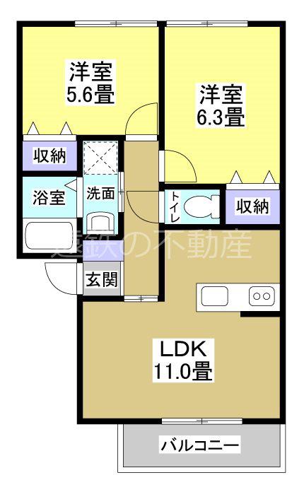 ヴィラパッシオ(2LDK/2階)の間取り写真