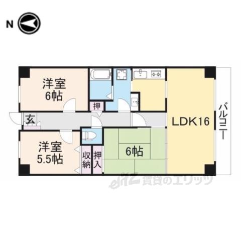 PHOENIX COURT 交野Ⅱ(3LDK/5階)の間取り写真