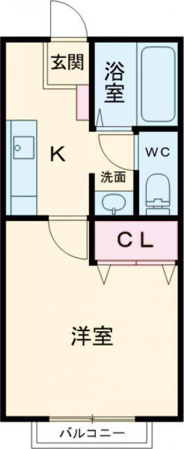 アティークヒラト(1K/1階)の間取り写真