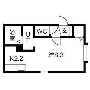 ルーミナスあいの里(1K/1階)の間取り写真