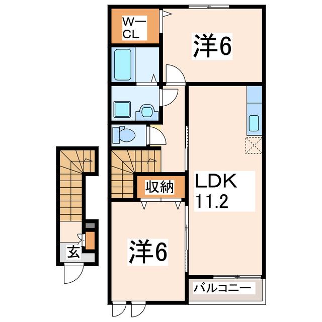 アニメートII(2LDK/2階)の間取り写真