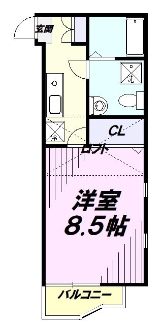 シャイン パティオ所沢(1K/2階)の間取り写真