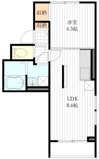 ベルリードカンターレ 宮城の萩(1LDK/1階)の間取り写真