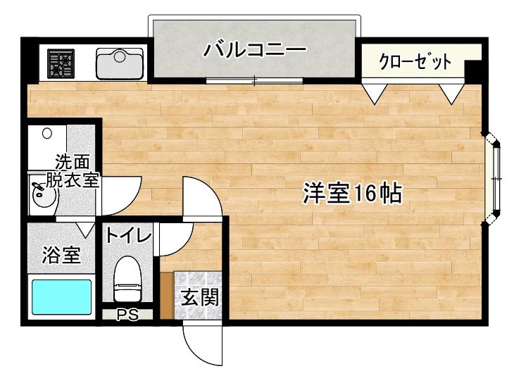リージョンハウス(ワンルーム/2階)の間取り写真