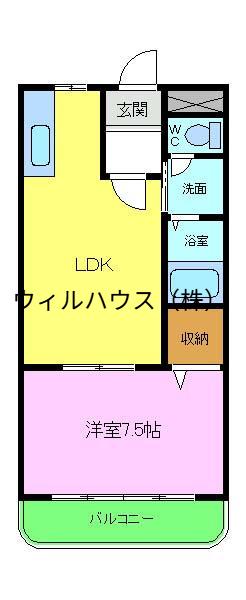 コンフォールふかいのもり(1LDK/3階)の間取り写真