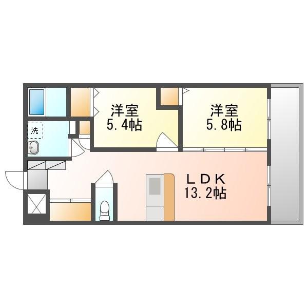 CHULA VISTAおもろテラス(2LDK/5階)の間取り写真