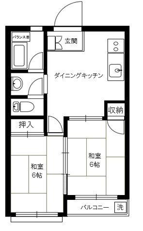 渡辺ビル(2DK/3階)の間取り写真
