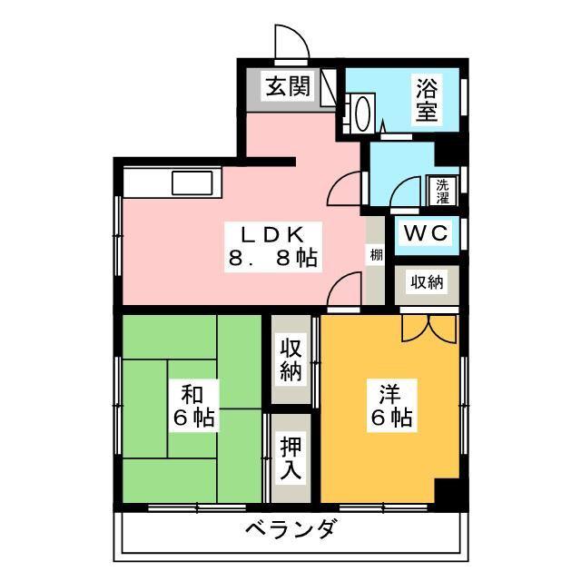 アーバンローズ日本橋(2LDK/1階)の間取り写真