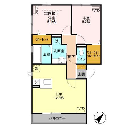 ファインヴィラA(2LDK/2階)の間取り写真