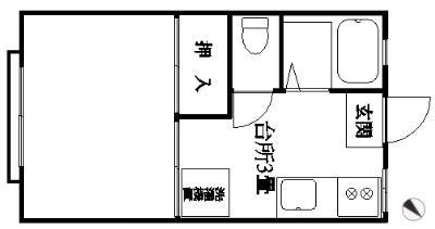 ポプラハイツ(1K/2階)の間取り写真
